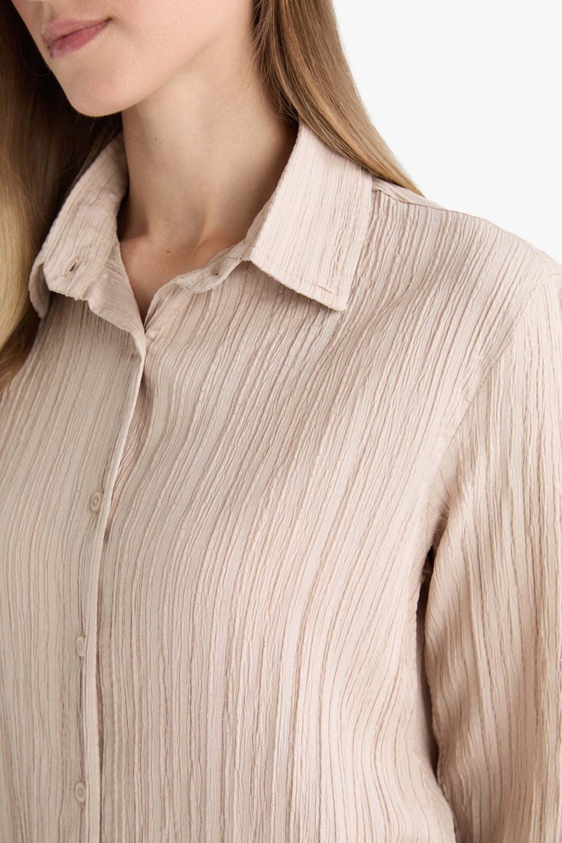 DeFacto Beige Woman Relax Fit Long Sleeve Tunic Casual - Image 5